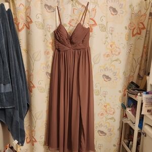 Azazie Mauve Prom Dress with Spaghetti Straps